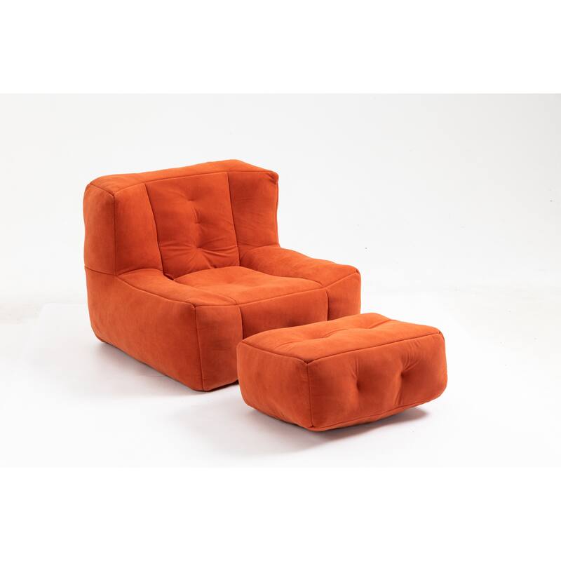38.5" Single Sofa Chair for Adults & Children, Lazy Sofa Chair w/ Ottoman & Memory Foam, Living
